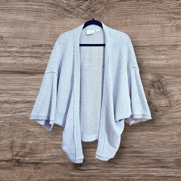 Maeve Sweaters - Maeve Anthropologie Oversized Gray Waffle Knit Poncho Shawl Comfy Cardigan Med